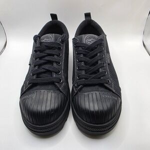Skechers Work Steel Toe Canvas Sneakers Womens Black Air-Cooled Memory Foam Shoe